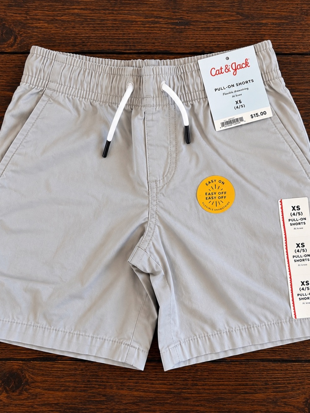 Cat & Jack Light Gray Pull-On Shorts with Drawstring